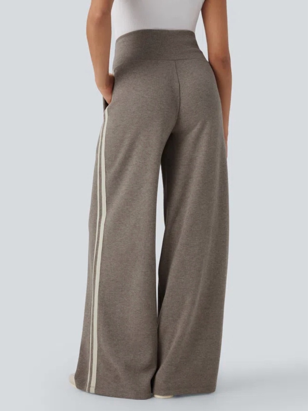 Halara Ribbed High-Waisted Wide-Leg Drawstring Pants NWOT - Picture 3 of 11
